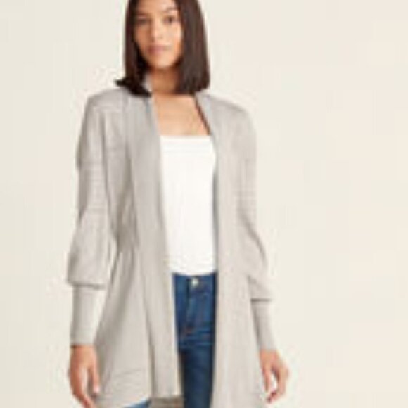 August Silk Pointelle Open Cardigan - Picture 1 of 7